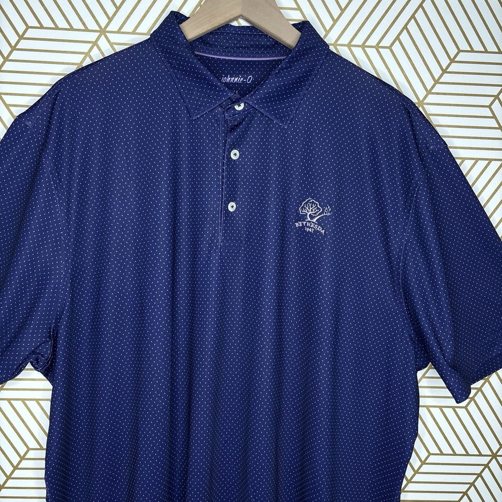 Johnnie-O Performance Polo Shirt Mens XL Blue Bethesda Country Club Golf Sporty